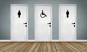 Drei Toilettentren: Frauen, Menschen mit Behinderung, Mnner