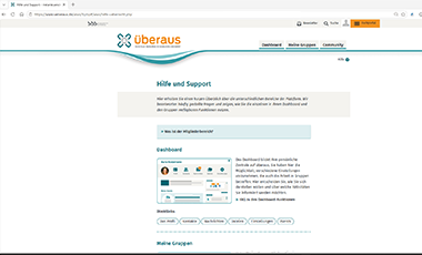 Screenshot des Hilfebereichs auf www.ueberaus.de im geschlossenen Mitgliederbereich.