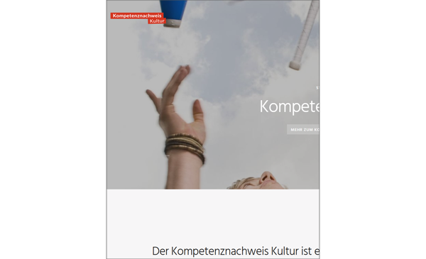 Screenshot der Website Kompetenznachweis Kultur (Ausschnitt) Screenshot der Website Kompetenznachweis Kultur (Ausschnitt)