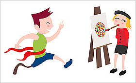 Ein Läufer mit Prothese, eine Mundmalerin: Motive der neuen "Inklumoji"-Reihe der Aktion Mensch Ein Läufer mit Prothese, eine Mundmalerin: Motive der neuen "Inklumoji"-Reihe der Aktion Mensch