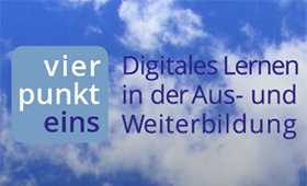 Logo "vierpunkteins - Digitales Lernen in der Aus- und Weiterbildung"