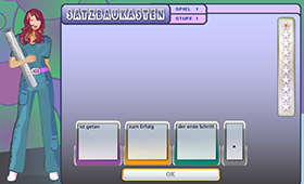 Screenshot-Ausschnitt aus dem Spiel "Satzbaukasten"