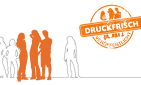 Logo des Newsletters "Druckfrisch" des Kooperationsverbundes Jugendsozialarbeit