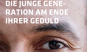 Ausschnitt aus der Titelseite der Sonderstudie: Ein Auge, darber die berschrift "Die junge Generation am Ende ihrer Geduld"