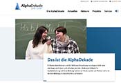 Screenshot der neuen AlphaDekade-Website