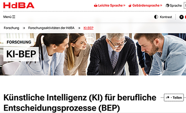 Screenshot der Website von KI-BEP