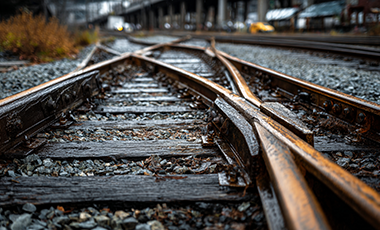 Bahngleise, die in unterschiedliche Richtung abzweigen
