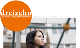 Ausschnitt aus der Titelseite der Ausgabe: Logo der "DREIZEHN", Gesicht einer jungen Frau im Profil